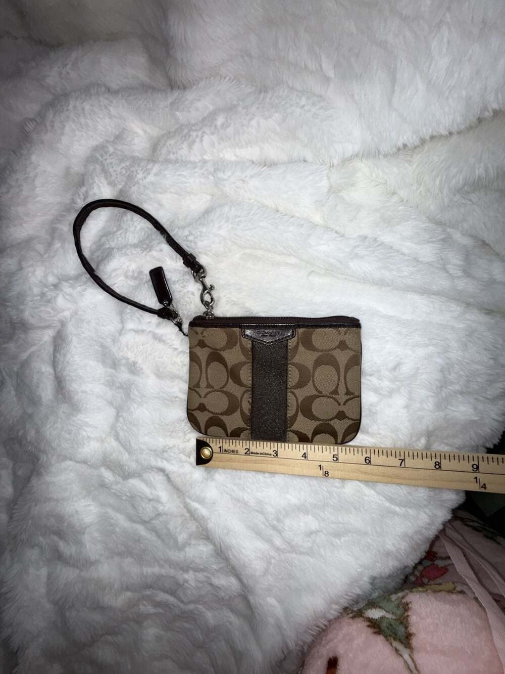 Coach Signature C Canvas and Leather Wristlet Pouch